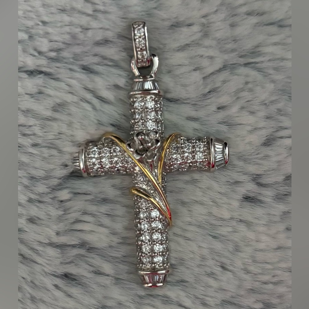 Vintage Victoria Wieck Easter Lily Cross Pendant
